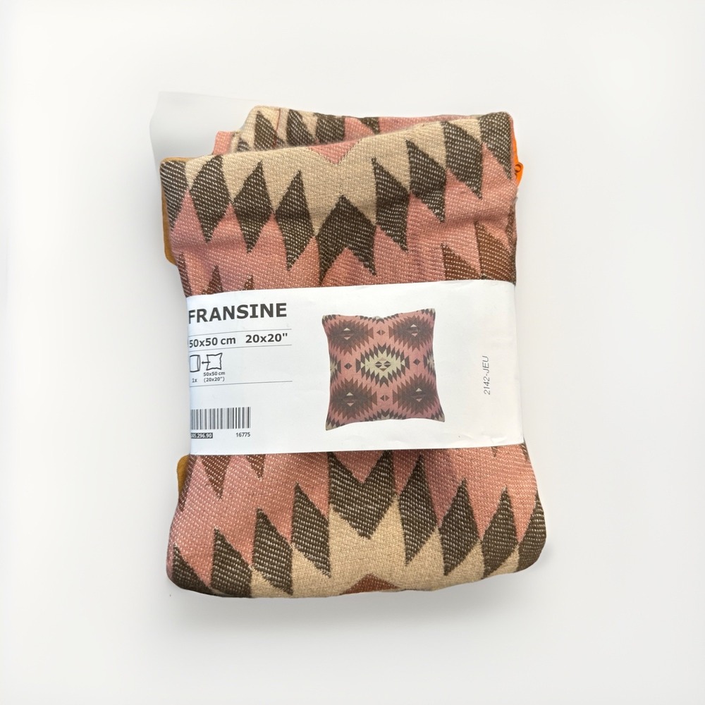 Ikea FRANSINE Pillow Cushion Cover 20x20", Wool Blend, Pink/Beige/Brown,‎ NEW